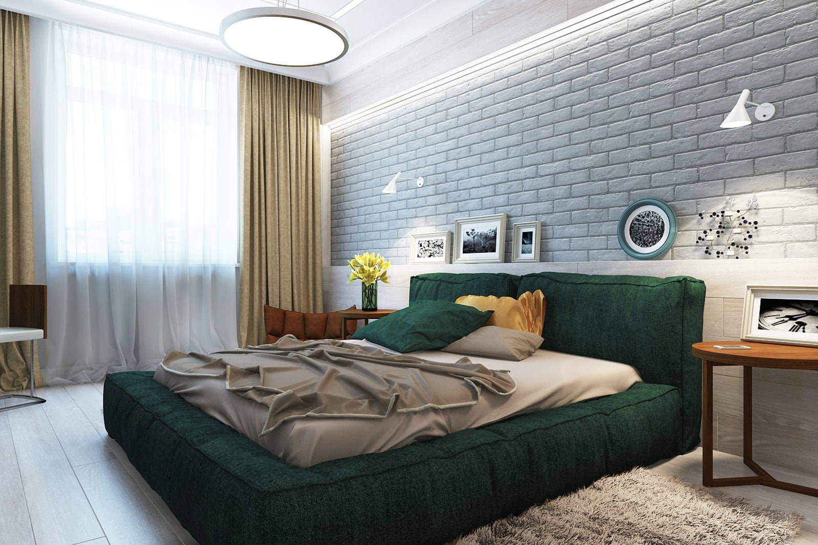 Дизайн-проект спальной комнаты - стены