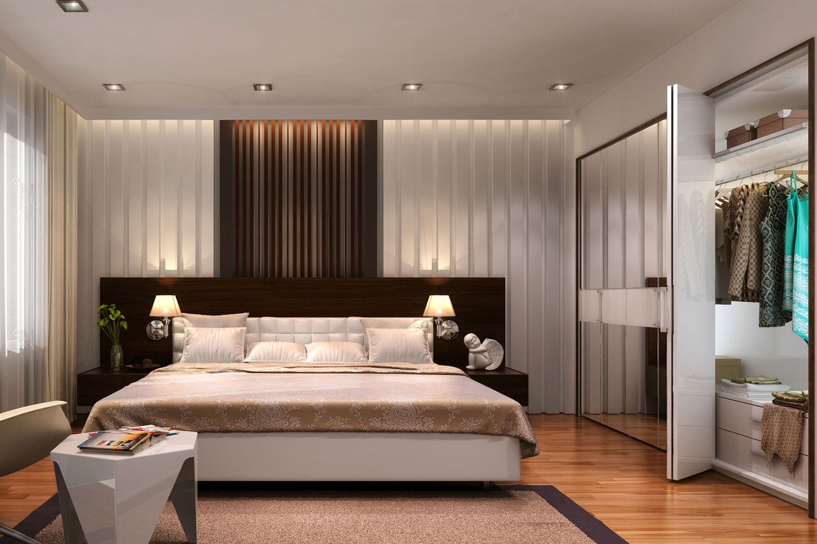 Дизайн-проект спальной комнаты с гардеробом
